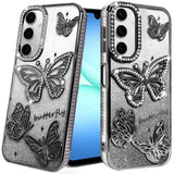 Premium Butterfly Freedom Shimmer Glitter Thick TPU Case For Samsung A17 5G - Black