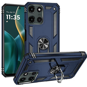 HR Premium Ring Magnetic Kickstand Hybrid Case Cover For Moto G Stylus 5G 2025/2026 - Blue