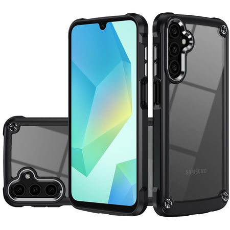 Premium Ultimate Casex Transparent Hybrid Case With Metal Buttons And Camera Edges For Samsung A16 5G - Black