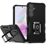 Premium Optimum Magnetic Ring Stand Hybrid Case For Samsung Galaxy A36 - Black