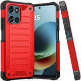 Premium Tough Lined Premium Design Case For Moto G 5G 2025/2026 & Moto G Play 2026- Red