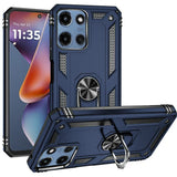 Premium Ring Magnetic Kickstand Hybrid Case For Motorola Moto G 5G 2025 - Blue
