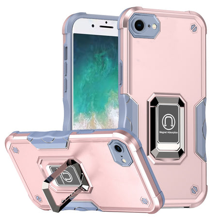 Premium Optimum Magnetic Ring Stand Hybrid Case Cover For iPhone 16E / SE4 - Rose Gold