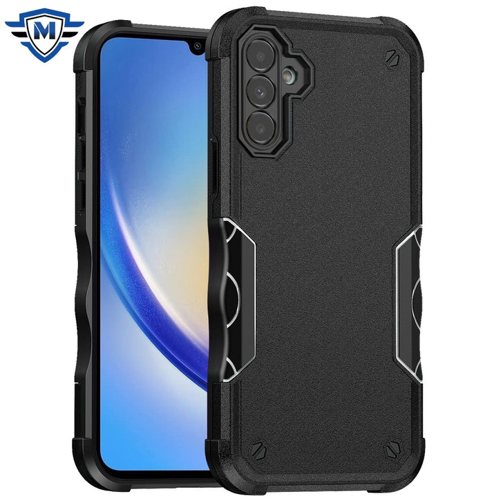 Metkase Exquisite Tough Shockproof Hybrid Case Cover In Premium Slide-Out Package For Samsung A35 5G - Black