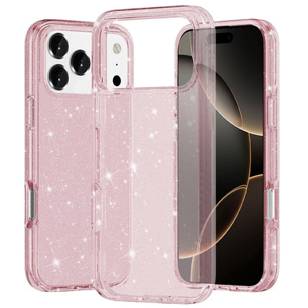 Premium Glitter Ultra Thick 3mm Transparent Hybrid Case Cover For iPhone 17 Pro Max - Pink