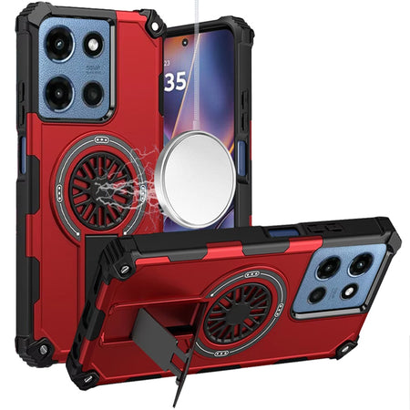 HR Premium Cd Texture Design Magnetic Car Mount Friendly Hq Hybrid Case For Moto G 5G 2025/2026 / G Play 2026 - Red