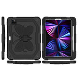 Premium Butterfly Kickstand 3-In-1 Tough Hybrid Case W/ Shoulder Strap For Samsung A9 Plus (11 Inch) - Black/Black