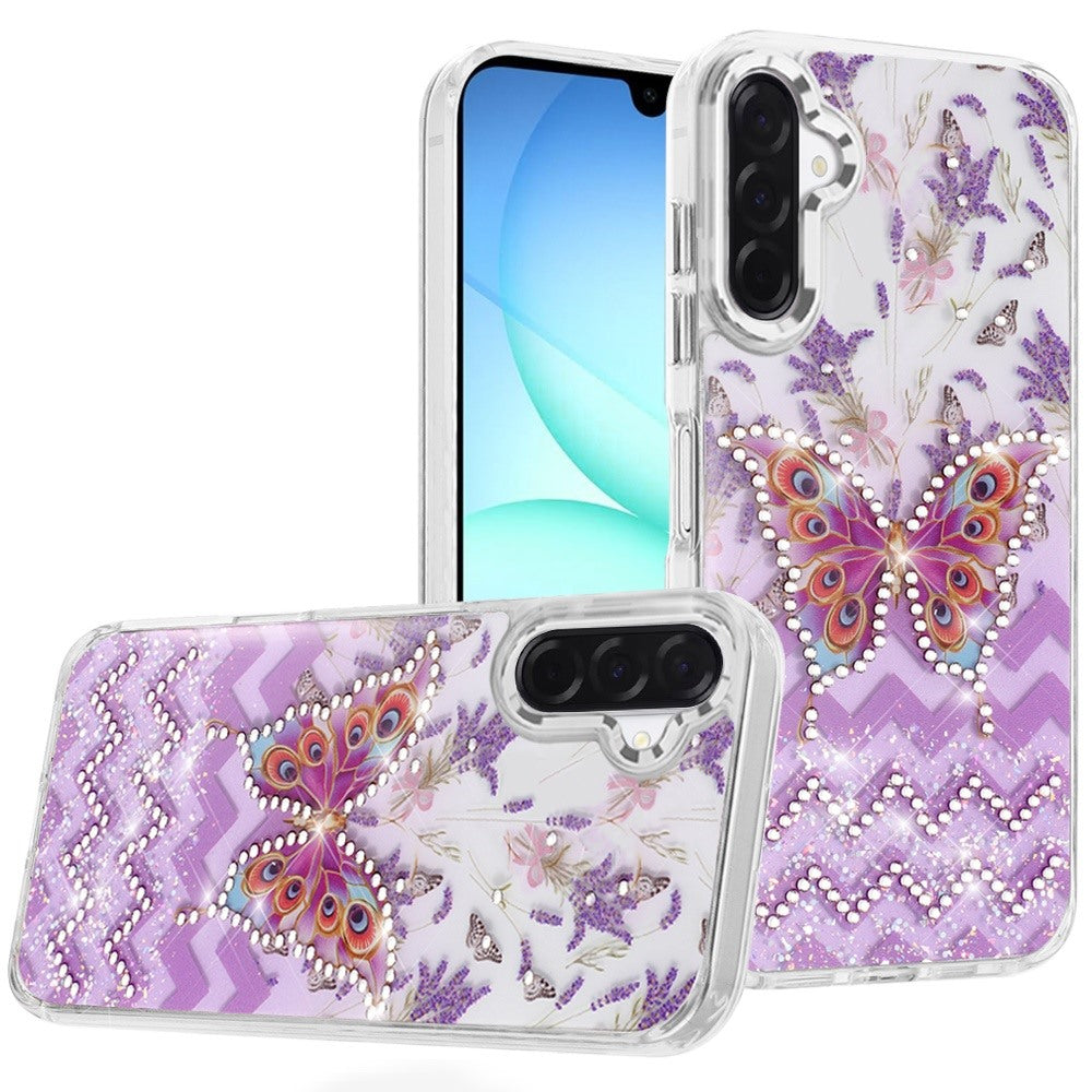 Premium Resin Epoxy Design Diamond Metal Edged Case For Samsung A17 5G - B