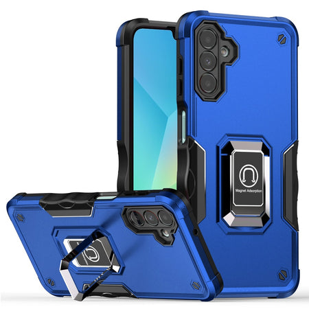 Premium Optimum Magnetic Ring Stand Hybrid Case For Samsung A16 5G - Blue