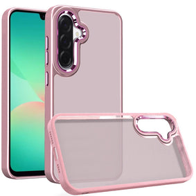 HR Premium Polished Oil Thick Acrylic Metal Button Hybrid Case Cover For Samsung Galaxy A27 - Light Pink