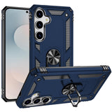 Premium Ring Magnetic Kickstand Hybrid Case For Samsung S25 FE - Dark Blue