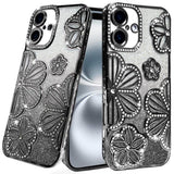 Premium Shimmer Glitter Floral Design Thick TPU Case For Motorola Moto G Stylus 5G (2025) - Black