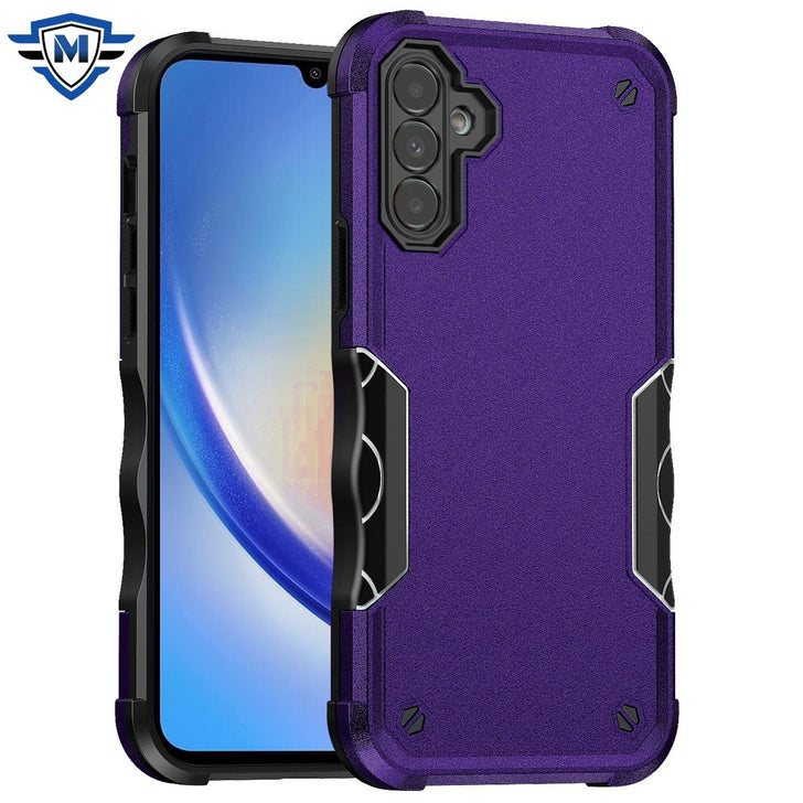 Metkase Exquisite Tough Shockproof Hybrid Case Cover In Premium Slide-Out Package For Samsung A35 5G - Dark Purple