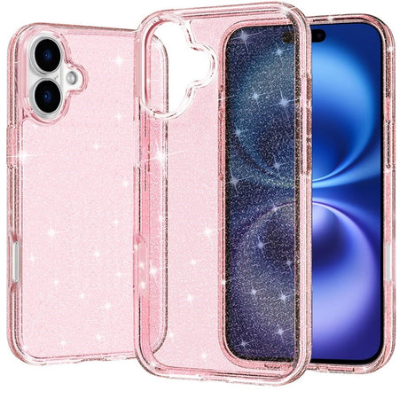 Premium Glitter Ultra Thick 3mm Transparent Hybrid Case Cover For iPhone 17 - Pink