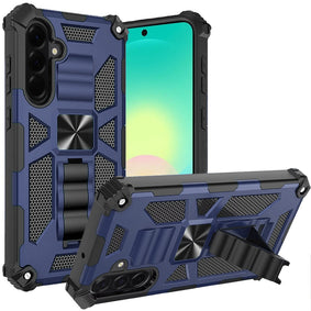 HR Premium Machine Design Hybrid Case With Kickstand For Samsung Galaxy A27 - Dark Blue