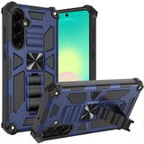 HR Premium Machine Design Hybrid Case With Kickstand For Samsung Galaxy A27 - Dark Blue