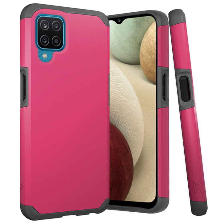 Samsung A12 Premium Minimalistic Slim Tough ShockProof Hybrid Case Cover (Virtual Pink)