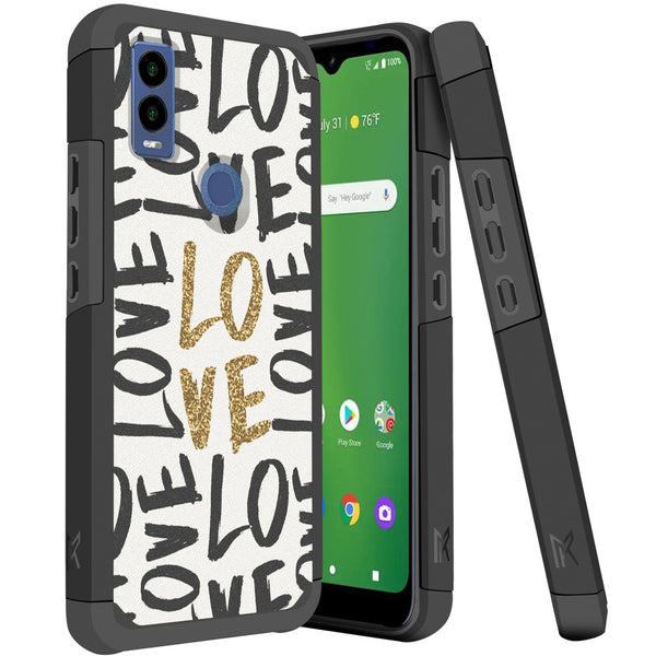 Metkase Tough Strong Hybrid (Magnet Mount Friendly) Case For Cricket Innovate E 5G - Love