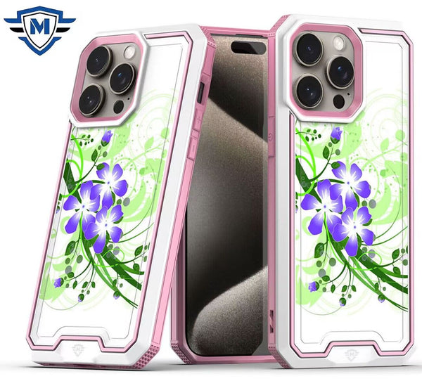 Metkase Premium Rank Design Fused Hybrid In Slide-Out Package For iPhone 12 & iPhone 12 Pro - Green Floral