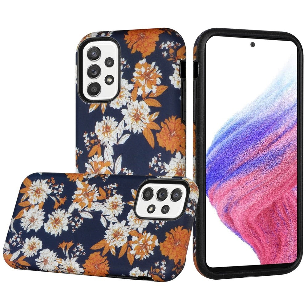 Hybrid Cover Case For Samsung A53 - Floral E - Bliss Floral Solid Design Wild Flag