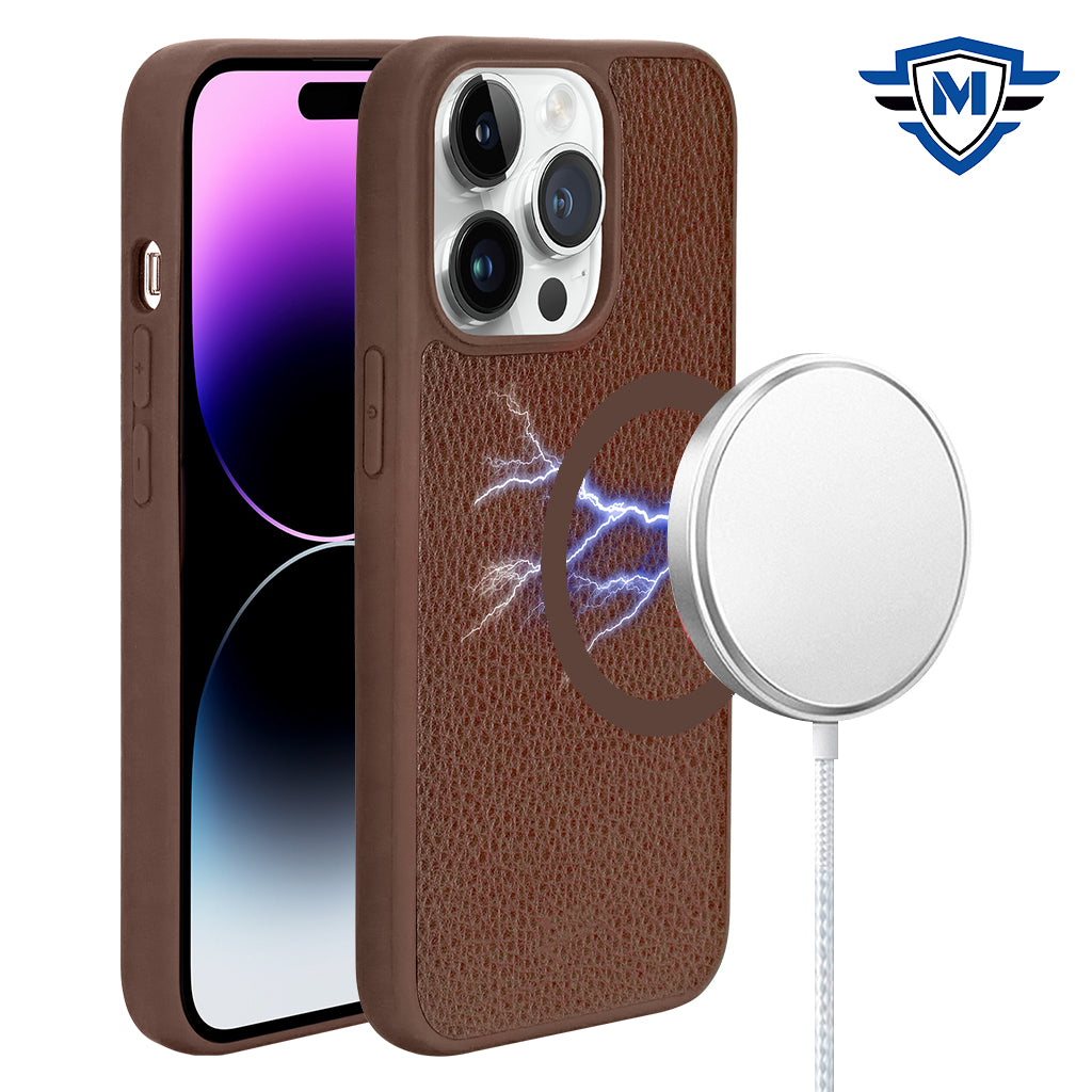 Metkase Apple-Peel Stick Pu Leather [Magnetic Circle] Premium Hybrid Case For iPhone 11 (Xi6.1) - Brown