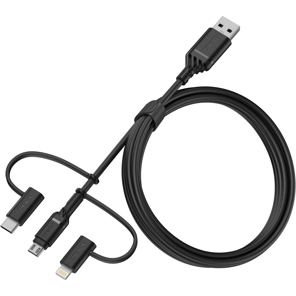 Otterbox 3-In-1 USB-A To Micro/Lightning/USB-C Cable - Black