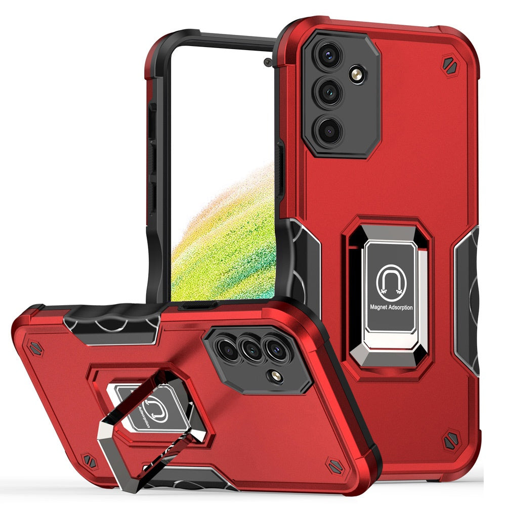 Hybrid Case For Samsung A54 5G - Red - Optimum Magnetic Ring Stand Wild Flag