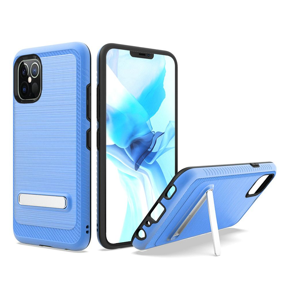 Hybrid Case Cover For iPhone 12 & iPhone 12 Pro - Dark Blue - Slick Magnetic Kickstand Wild Flag