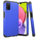 MetKase Tough Strong Slim Dual-Layer Shockproof Hybrid Case Cover For Samsung Galaxy A03S - Classic Blue