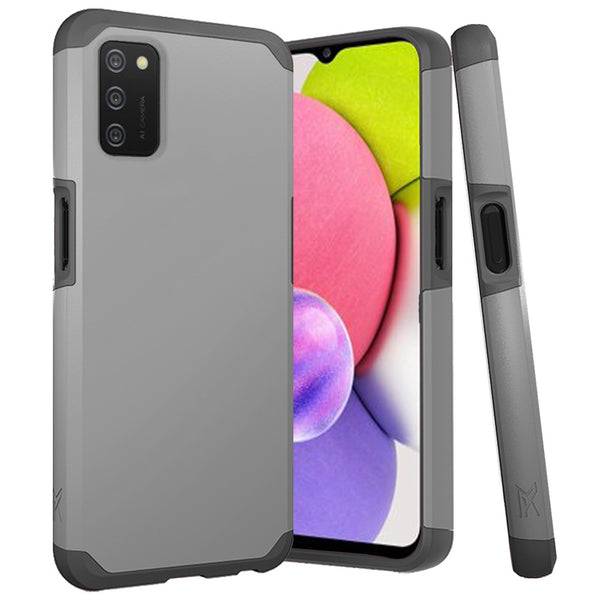 MetKase Tough Strong Slim Dual-Layer Shockproof Hybrid Case Cover For Samsung Galaxy A03S - Charcoal Grey