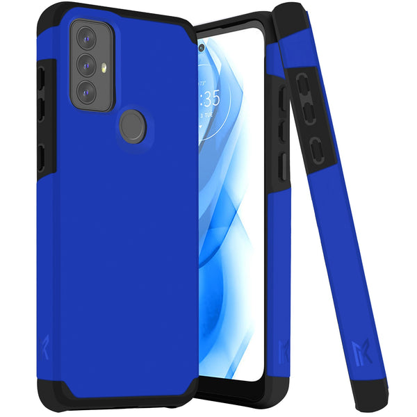 MetKase Tough Strong Hybrid (Magnet Mount Friendly) Case Cover For Moto G Play 2023 G Pure G Power (2022) - Classic Blue