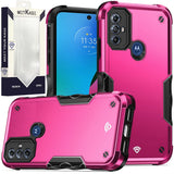 Metkase Exquisite Tough Shockproof Hybrid For Motorola Moto G Play 5G (2023) - Hot Pink/Black