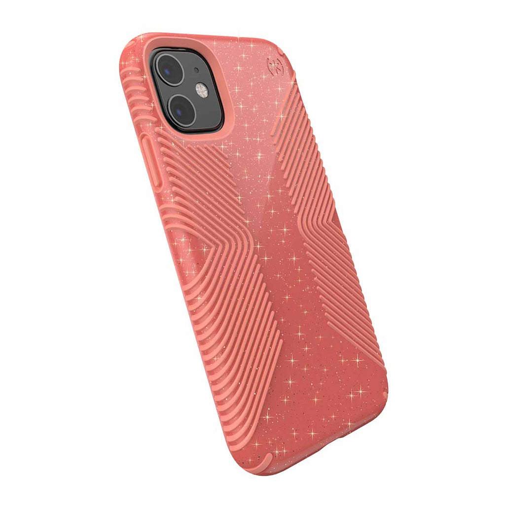 Speck Presidio Grip + Glitter For iPhone 11 - Lilypink Glitter/Papaya Pink