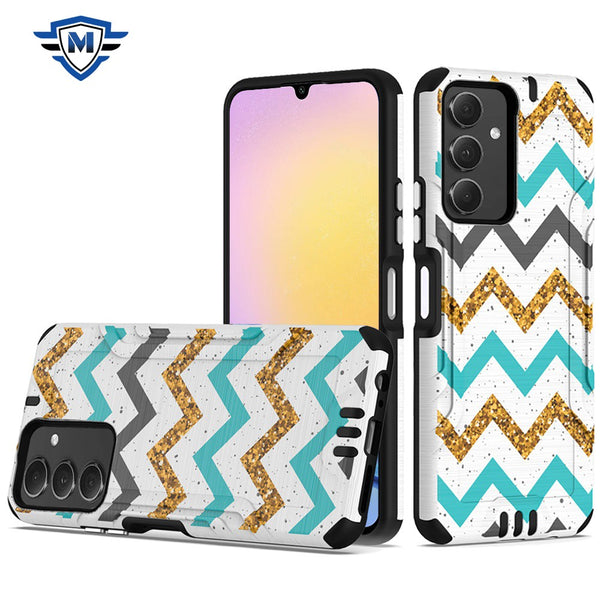 Metkase Strong Tough Metallic Design Hybrid Case In Premium Slide-Out Package For Samsung A25 5G - Zigzag