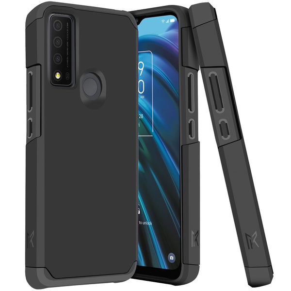 MetKase Tough Strong Slim Dual-Layer Shockproof Hybrid Case Cover For Tcl 30 Xe 5G - Black