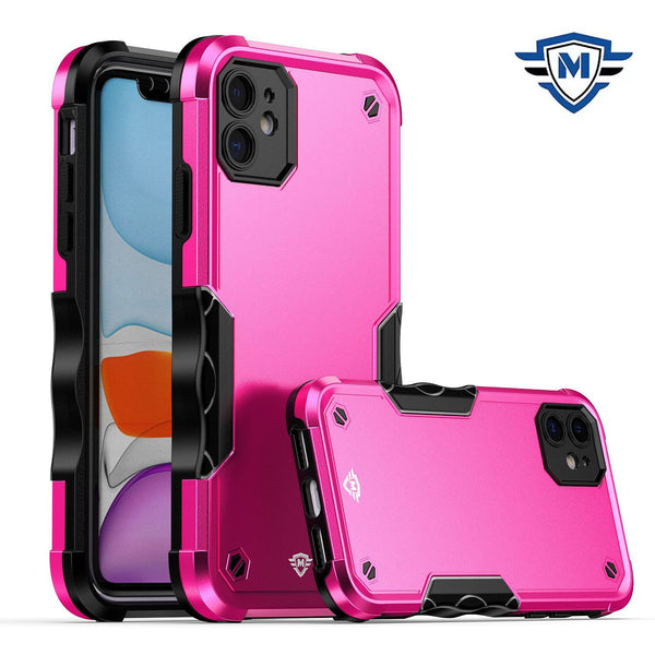Metkase Exquisite Tough Shockproof Hybrid In Slide-Out Package For iPhone 11 - Hot Pink/Black