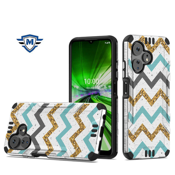Metkase Strong Tough Metallic Design Hybrid In Slide-Out Package For Celero 3 Plus - Zigzag