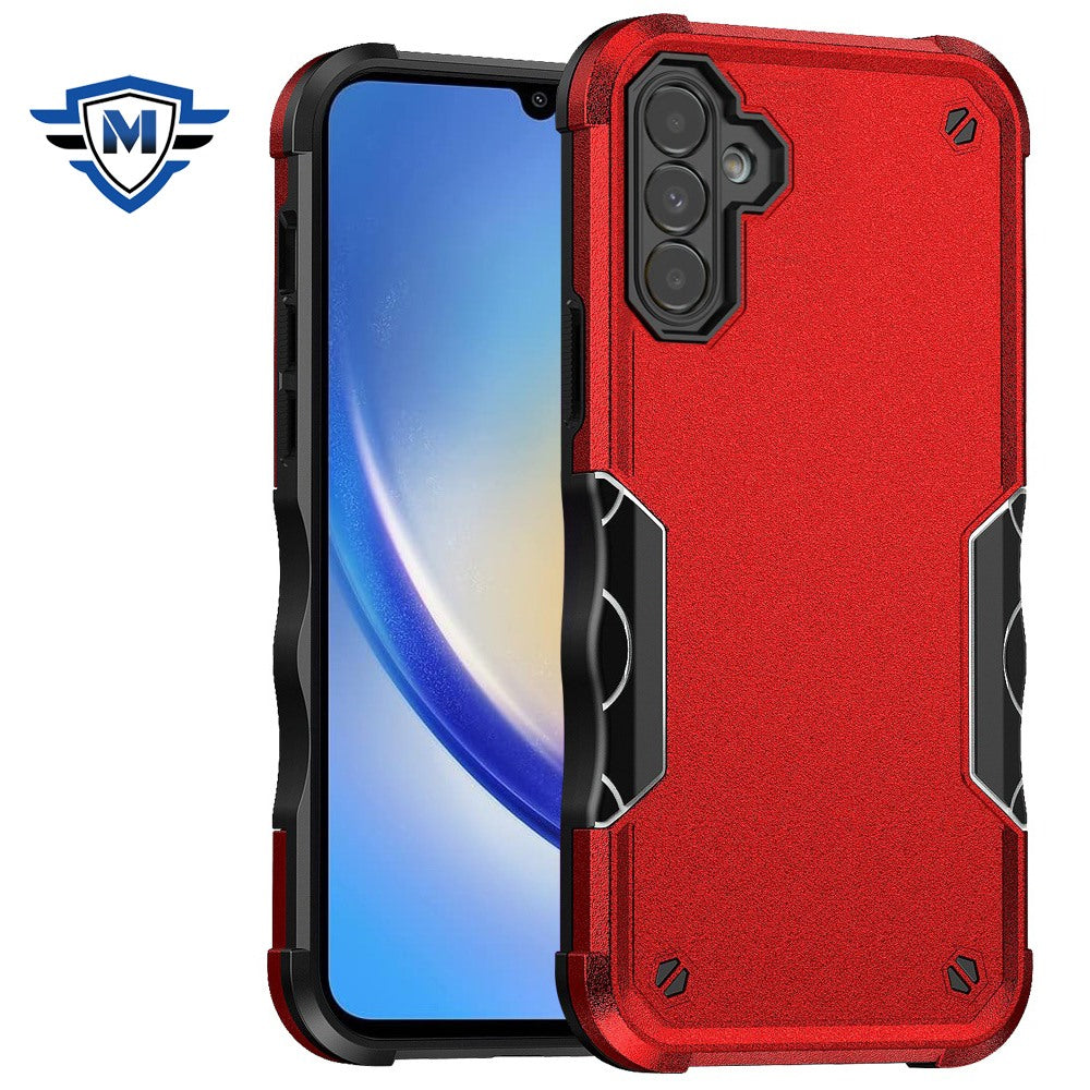 Metkase Exquisite Tough Shockproof Hybrid Case Cover In Premium Slide-Out Package For Samsung A15 5G - Red