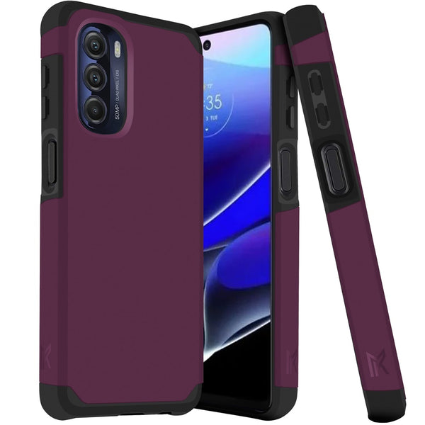 MetKase Tough Strong Slim Dual-Layer Shockproof Hybrid Case Cover For Moto G Stylus 5G 2022 - Magenta Purple