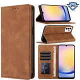 Metkase Luxury Wallet Card ID Zipper Money Holder In Slide-Out Package For Samsung A25 5G - Brown