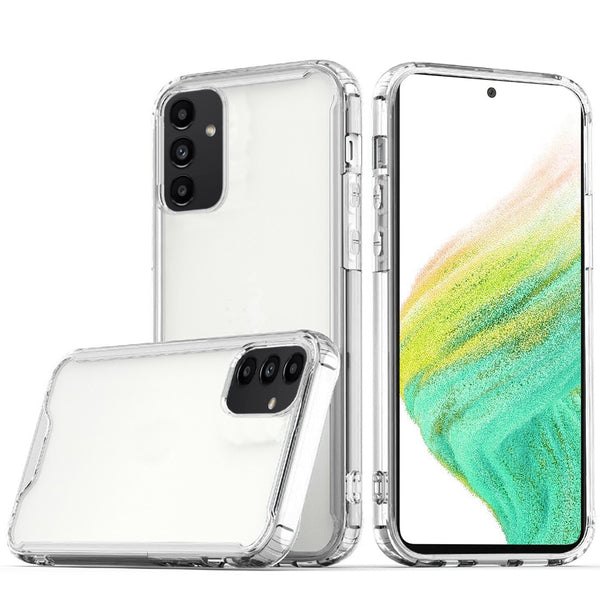 Colored Shockproof Transparent Hard PC TPU Hybrid Case Cover For Samsung A54 - Clear/Clear