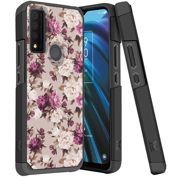 Metkase Tough Strong Slim Dual-Layer Shockproof Hybrid Case For TCL30 Xe 5G - Floral Bouquet