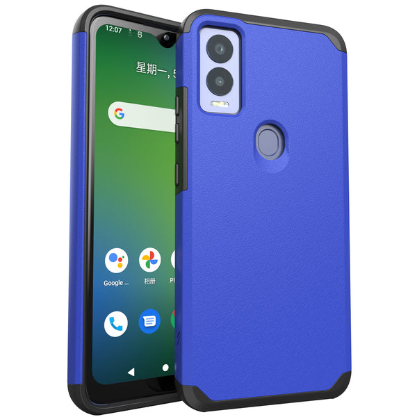 Metkase Tough Strong Hybrid (Magnet Mount Friendly) Case For Cricket Magic 5G - Classic Blue