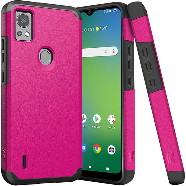 Metkase Tough Strong Hybrid (Magnet Mount Friendly) Case For Cricket Icon 5 - Hot Pink