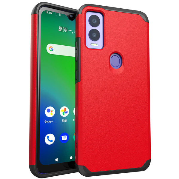 Metkase Tough Strong Hybrid (Magnet Mount Friendly) Case For Cricket Magic 5G - Red