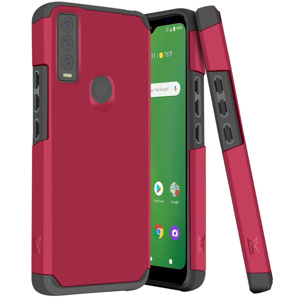 Metkase Tough Strong Hybrid (Magnet Mount Friendly) Case For Cricket Ovation 3 - Virtual Pink