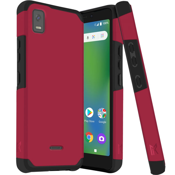 Metkase Tough Strong Hybrid (Magnet Mount Friendly) Case For Cricket Debut Smart - Virtual Pink