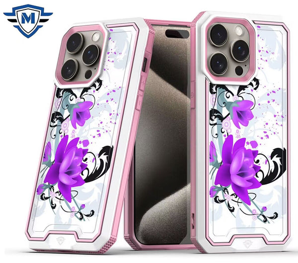 Metkase Premium Rank Design Fused Hybrid In Slide-Out Package For iPhone 11 (Xi6.1) - Rose Pink Floral