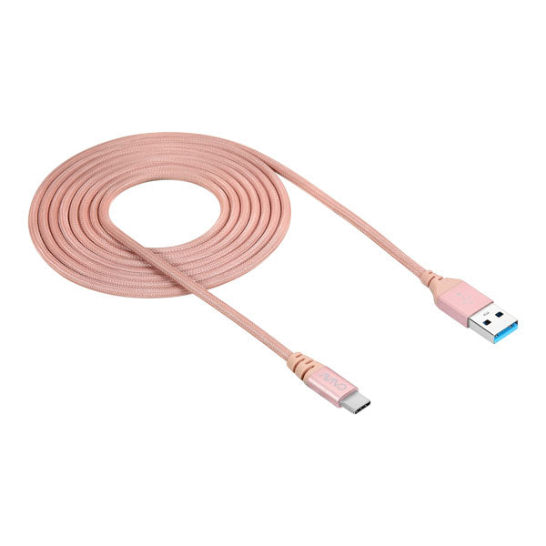 Avivo Ultra Slim Braided USB-A 2.0 to Type-C Cable 4ft - Rose Gold