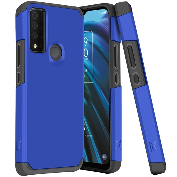 MetKase Tough Strong Slim Dual-Layer Shockproof Hybrid Case Cover For Tcl 30 Xe 5G - Classic Blue
